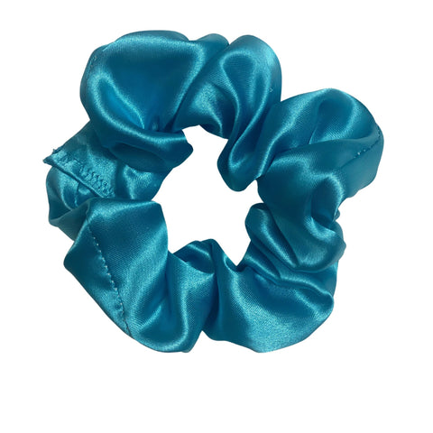Mini Teal Satin Scrunchie