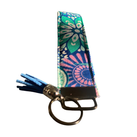 Handmade Wristlet Keychain- Blue Green