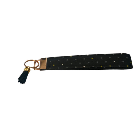 Handmade Wristlet Keychain- Small Dots Gold