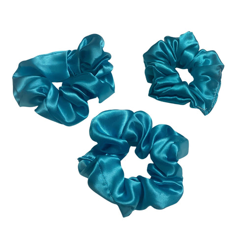 Mini Teal Satin Scrunchie