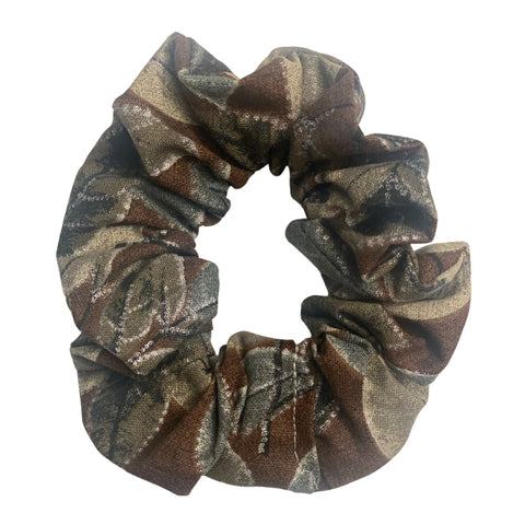 Brown Floral Cotton Scrunchie