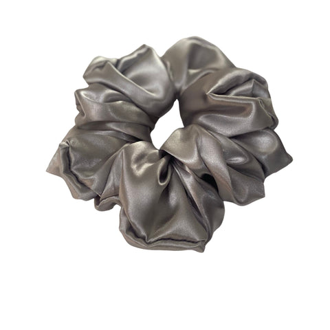 XL Silver Satin Scrunchie- Silk Satin Scrunchie, Silver Scrunchie
