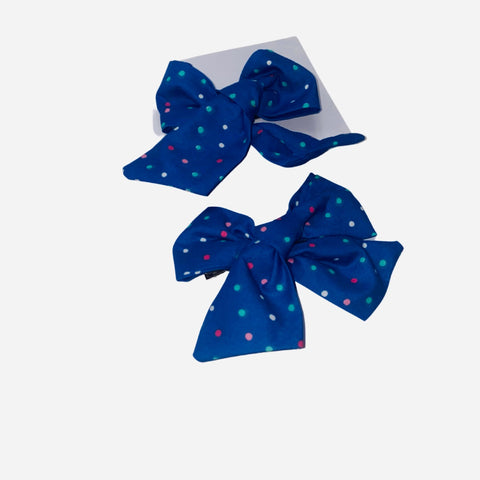 Multi Dots Navy Hair Bows