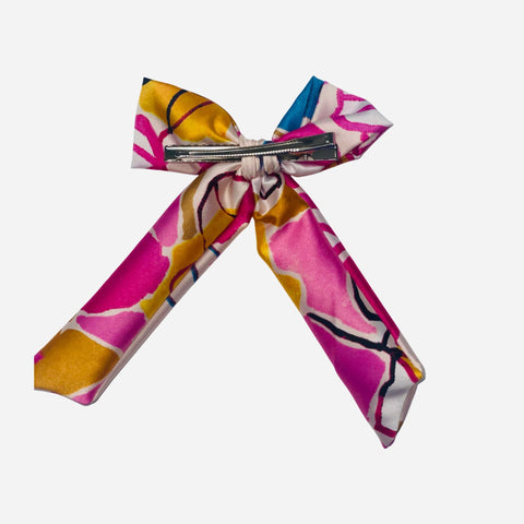 Silk Satin Pink Hair Bow