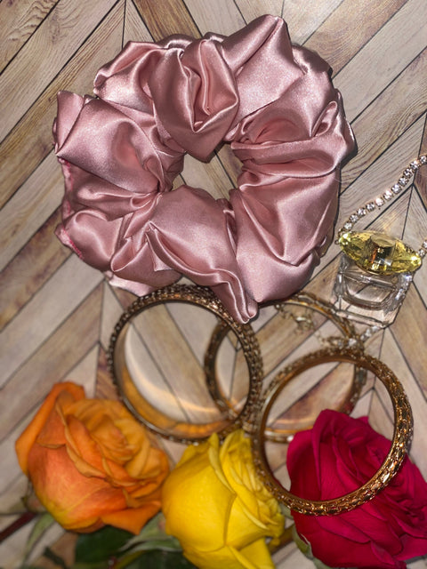 XL Peach Satin Scrunchie
