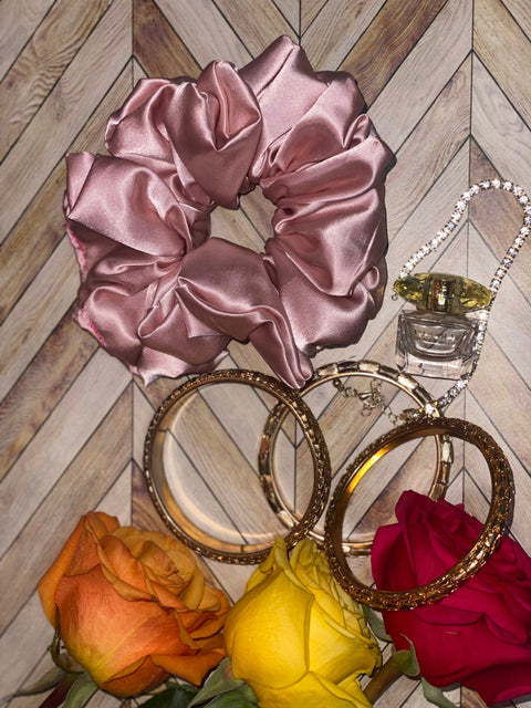 XL Peach Satin Scrunchie
