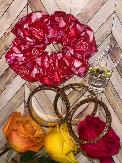 XL Red Heart Scrunchie