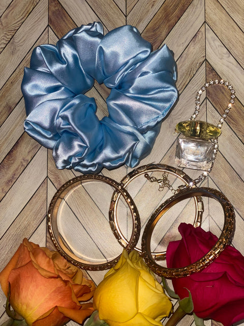 XL Light Blue Satin Scrunchie