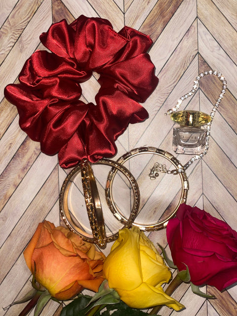 XL Red Silk Satin Scrunchie