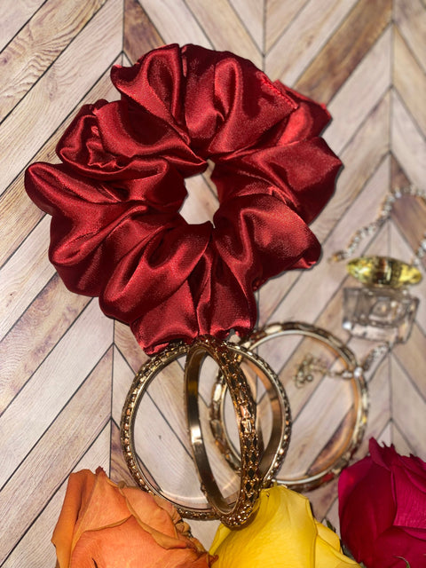 XL Red Silk Satin Scrunchie