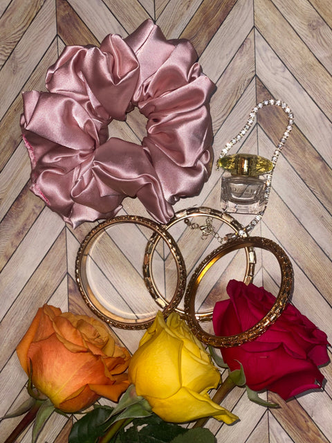 XL Peach Satin Scrunchie