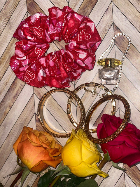 XL Red Heart Scrunchie