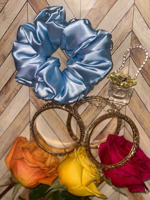 XL Light Blue Satin Scrunchie