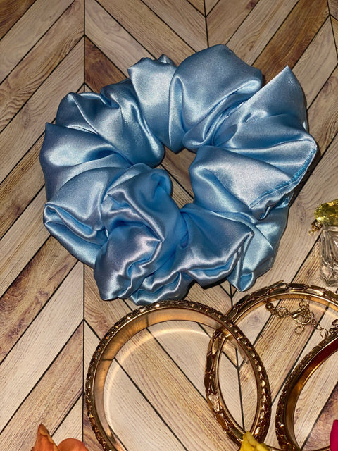 XL Light Blue Satin Scrunchie