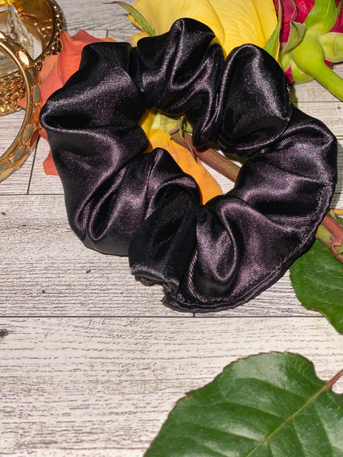 Mini Black Satin Scrunchie