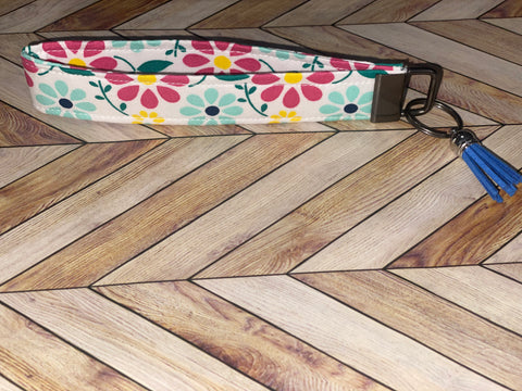 Handmade Wristlet Keychain- Flowers