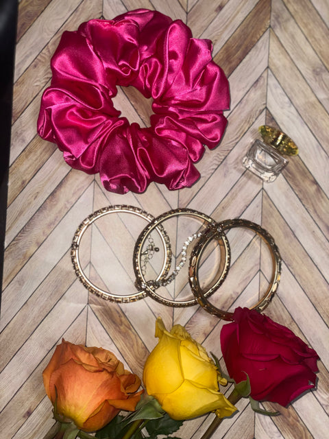 XL Berry Satin Scrunchie