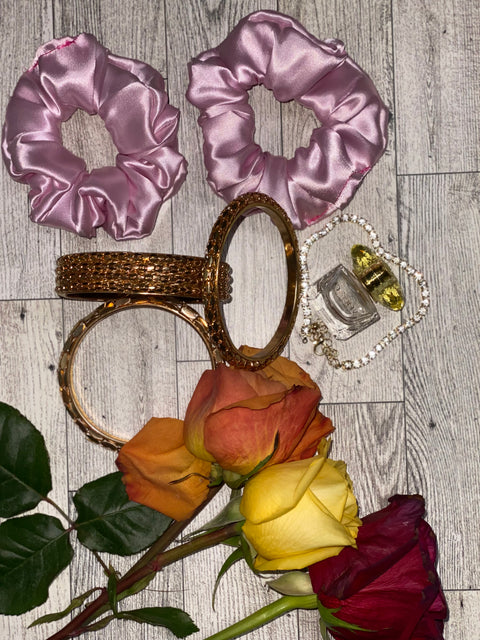 Mini Light Pink Satin Scrunchie