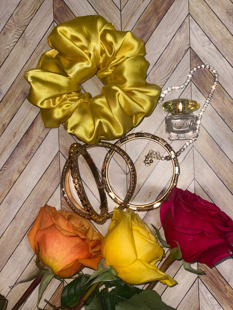 XL Yellow Satin Scrunchie