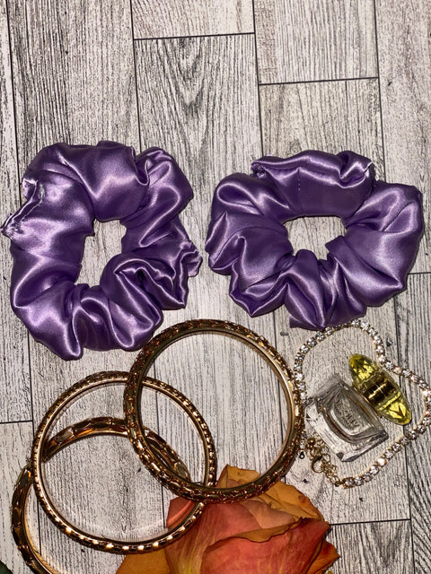 Mini Lavender Satin Scrunchie