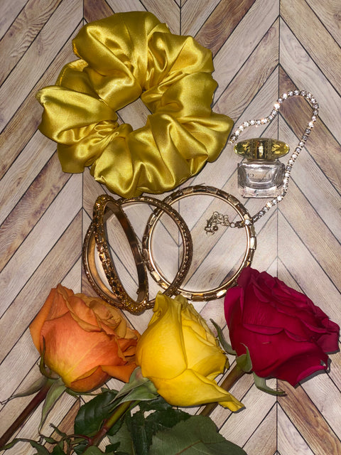 XL Yellow Satin Scrunchie
