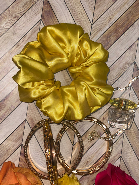 XL Yellow Satin Scrunchie