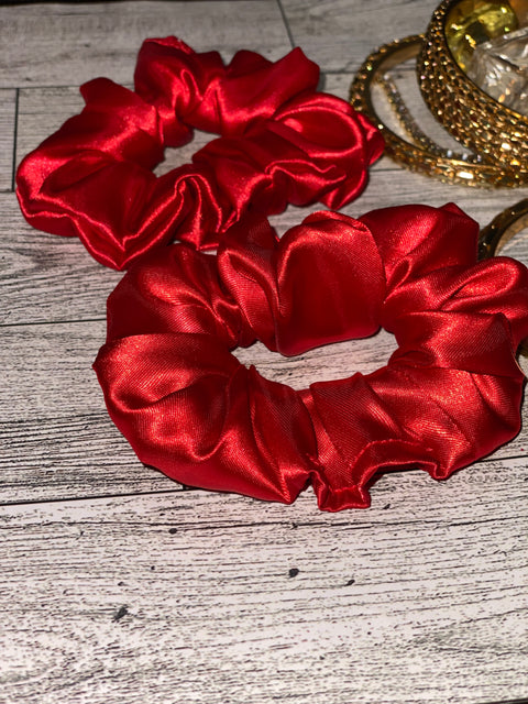 Mini Red Satin Scrunchie