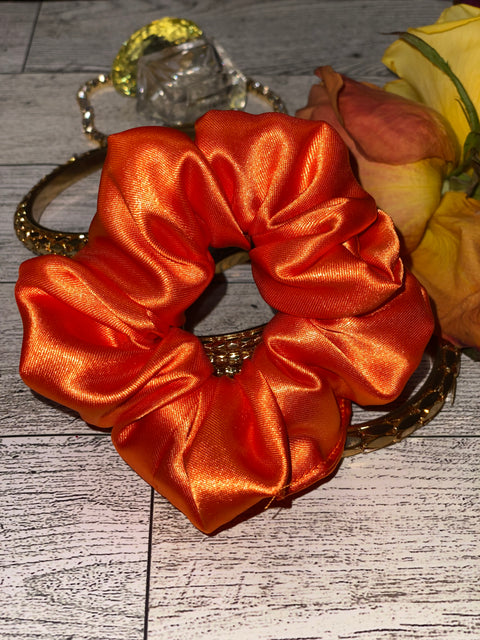 Mini Orange Satin Scrunchie- Silk Satin Scrunchie
