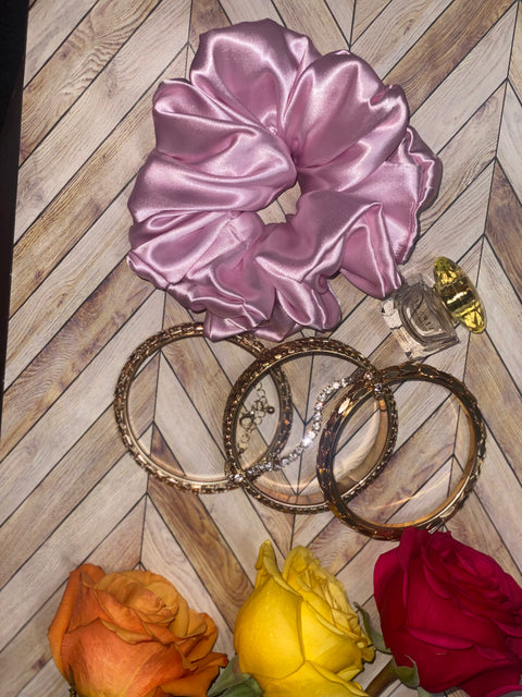 XL Light Pink Satin Scrunchie