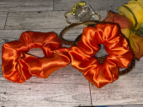 Mini Orange Satin Scrunchie- Silk Satin Scrunchie