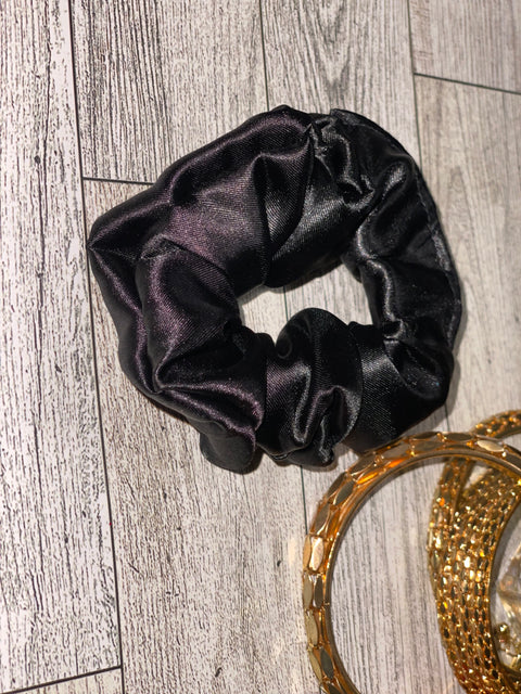 Mini Black Satin Scrunchie