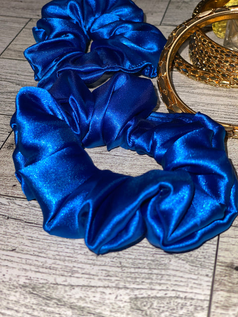Mini Royal Blue Satin Scrunchie