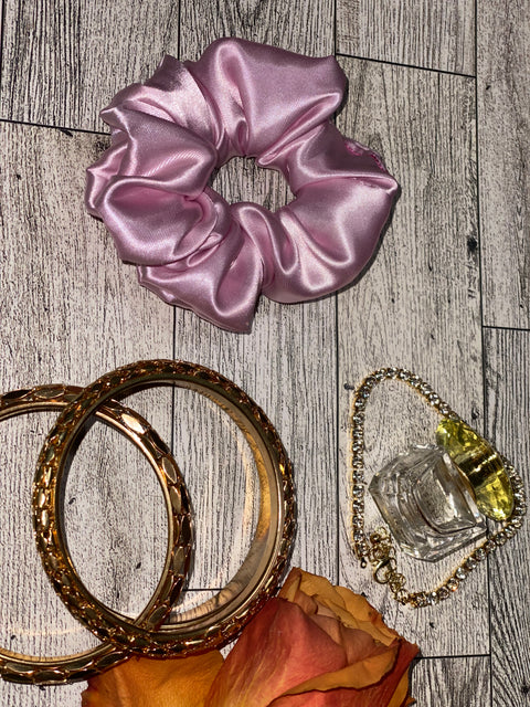 Mini Light Pink Satin Scrunchie