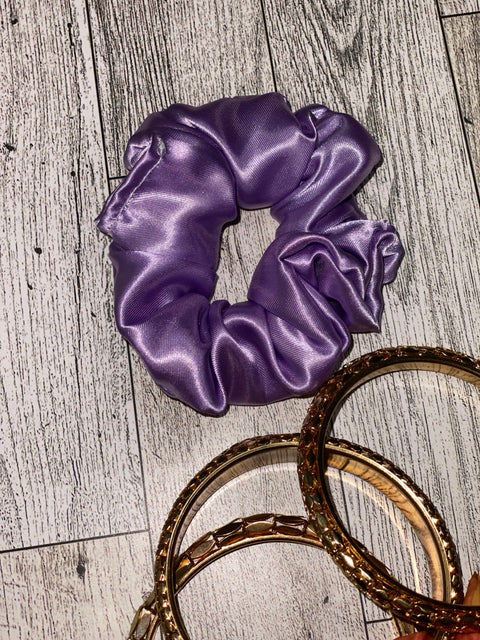 Mini Lavender Satin Scrunchie