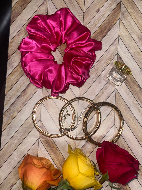 XL Berry Satin Scrunchie