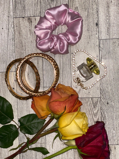 Mini Light Pink Satin Scrunchie
