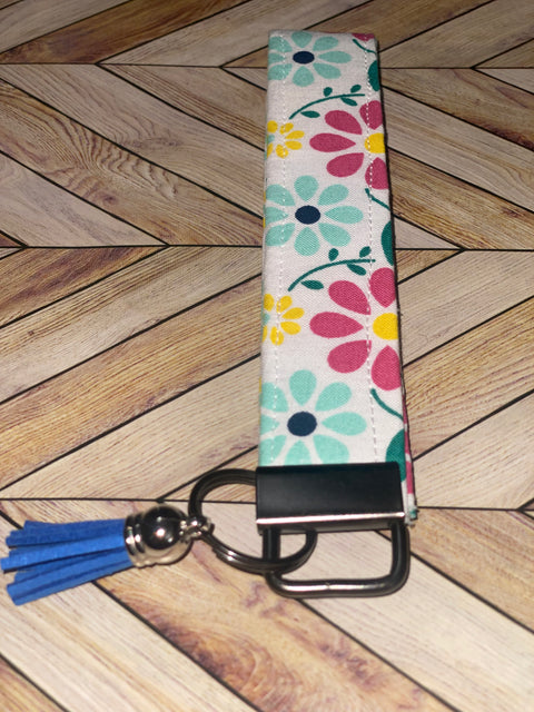 Handmade Wristlet Keychain- Flowers
