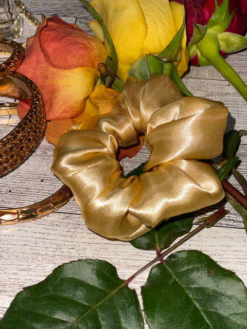 Mini Gold Satin Scrunchie