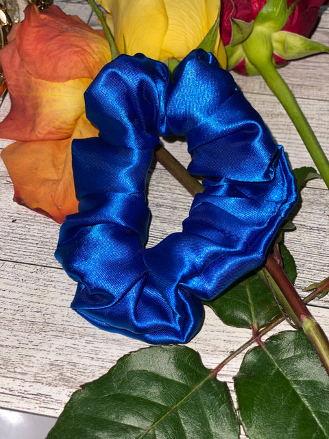 Mini Royal Blue Satin Scrunchie