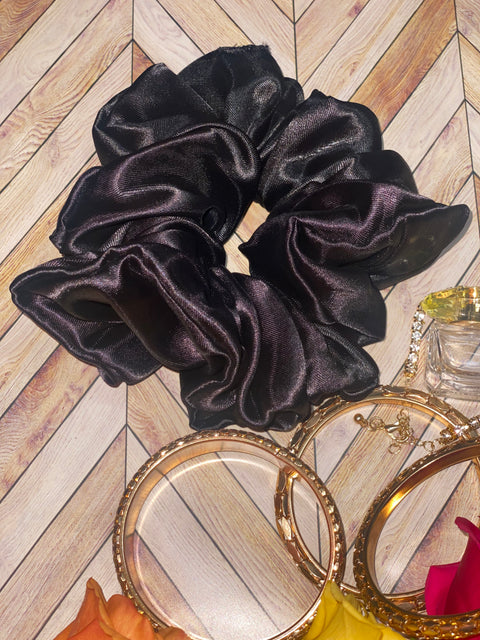 Black XL Satin Scrunchie