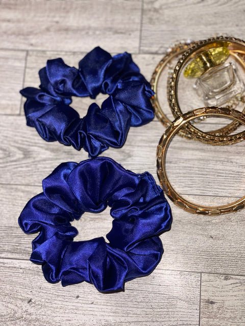 Mini Surf Blue Satin Scrunchie