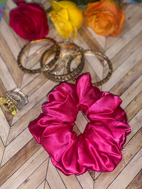 XL Berry Satin Scrunchie