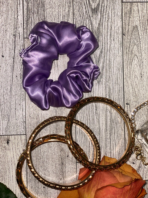 Mini Lavender Satin Scrunchie