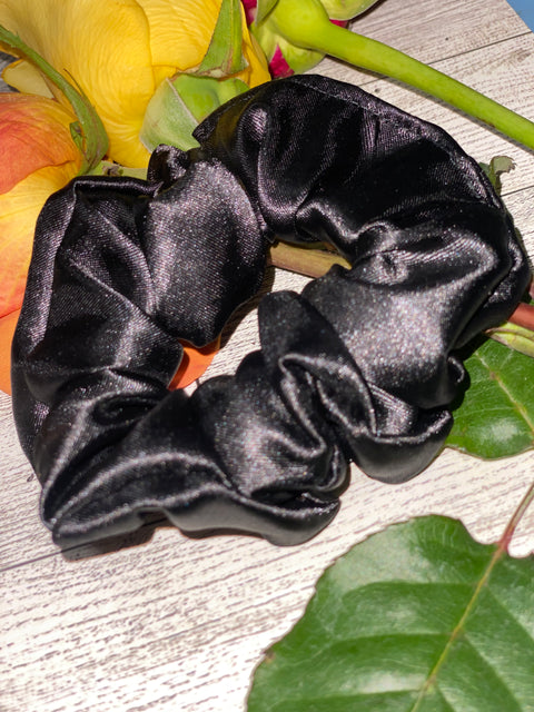 Mini Black Satin Scrunchie