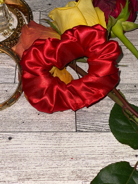 Mini Red Satin Scrunchie