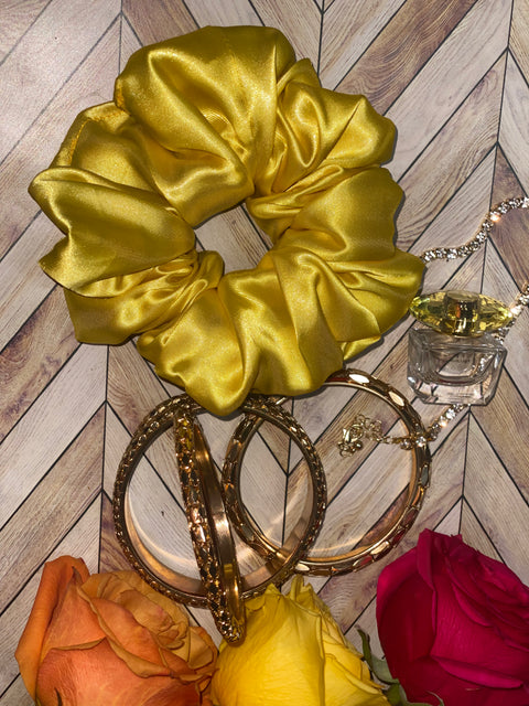 XL Yellow Satin Scrunchie