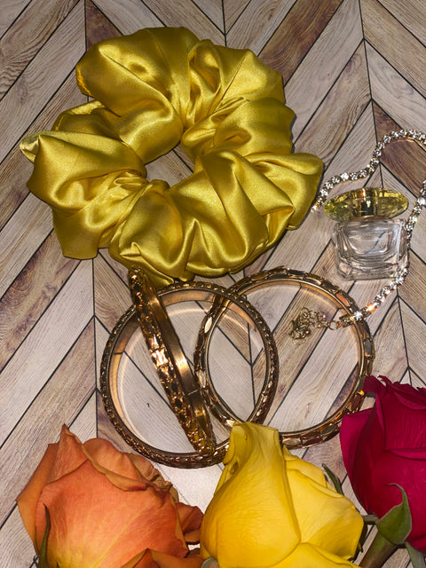 XL Yellow Satin Scrunchie